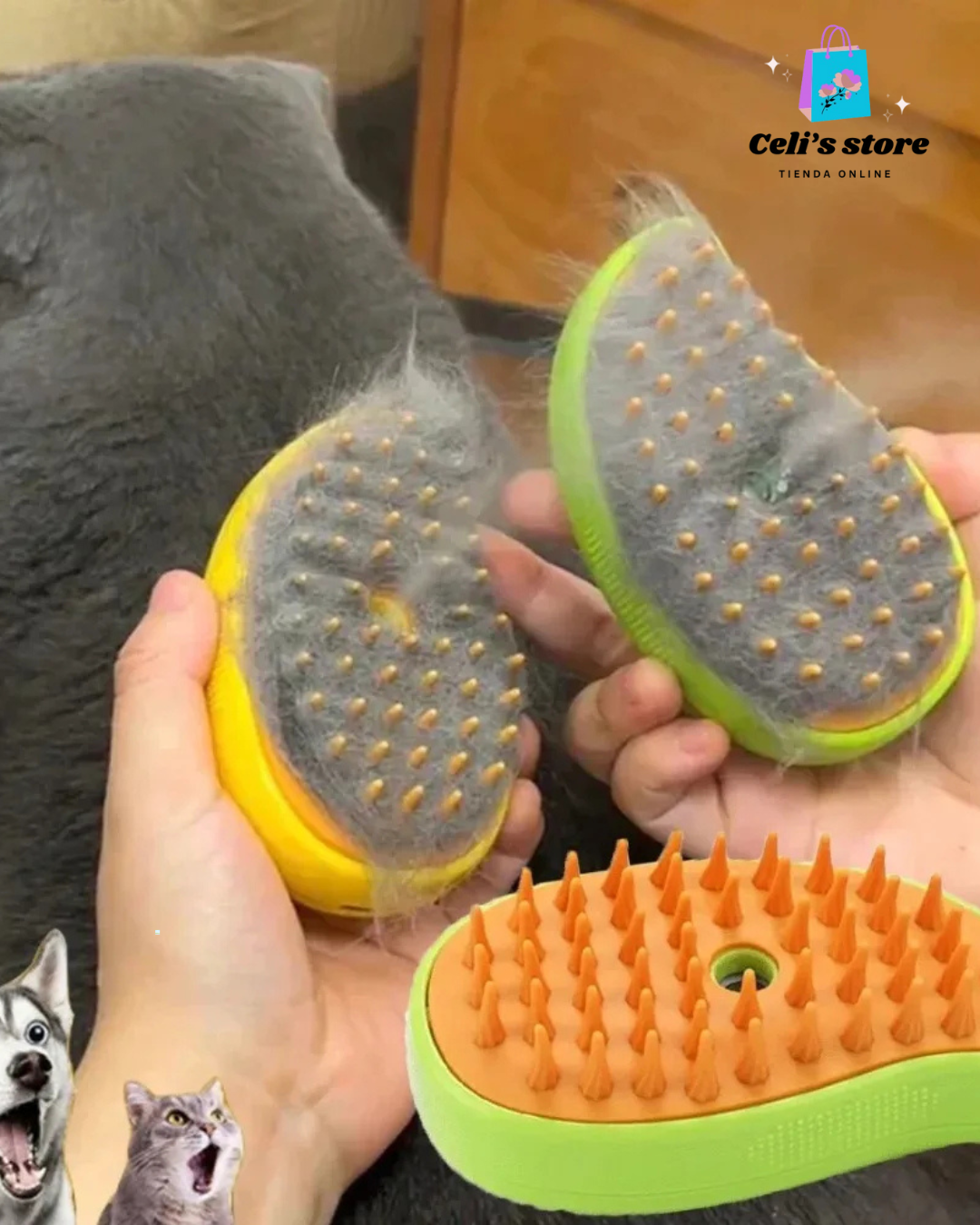 cepillo a vapor 3 en 1 para mascotas